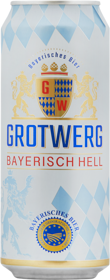 Пиво светлое GROTWERG Bayerisch Hell фильтрованное пастеризованное, 4,7%, ж/б, 0.5л, превью