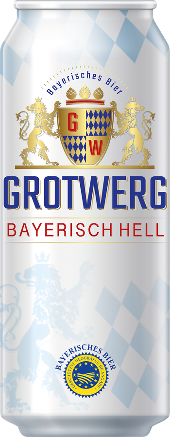 Пиво светлое GROTWERG Bayerisch Hell фильтрованное пастеризованное, 4,7%, ж/б, 0.5л, превью