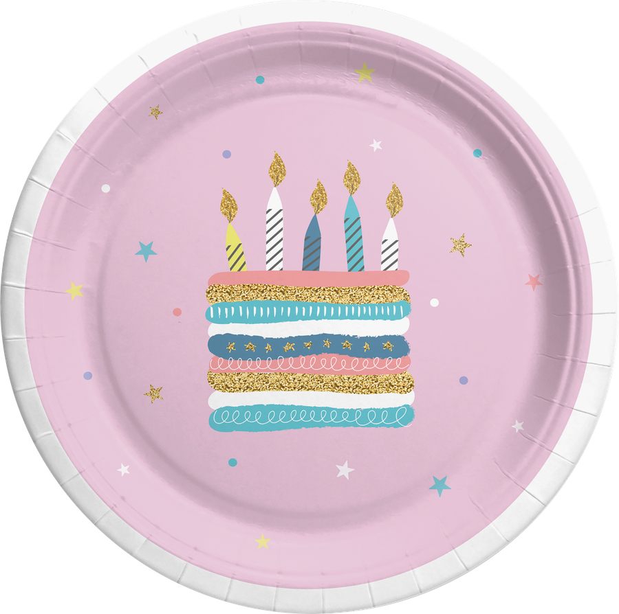 Тарелки одноразовые Happy Birthday d=23см бумажные, 6шт, предпросмотр