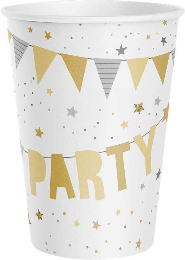 Стаканы одноразовые Party 250мл бумажные, с тиснением Арт. СТКМ, 6шт, предпросмотр