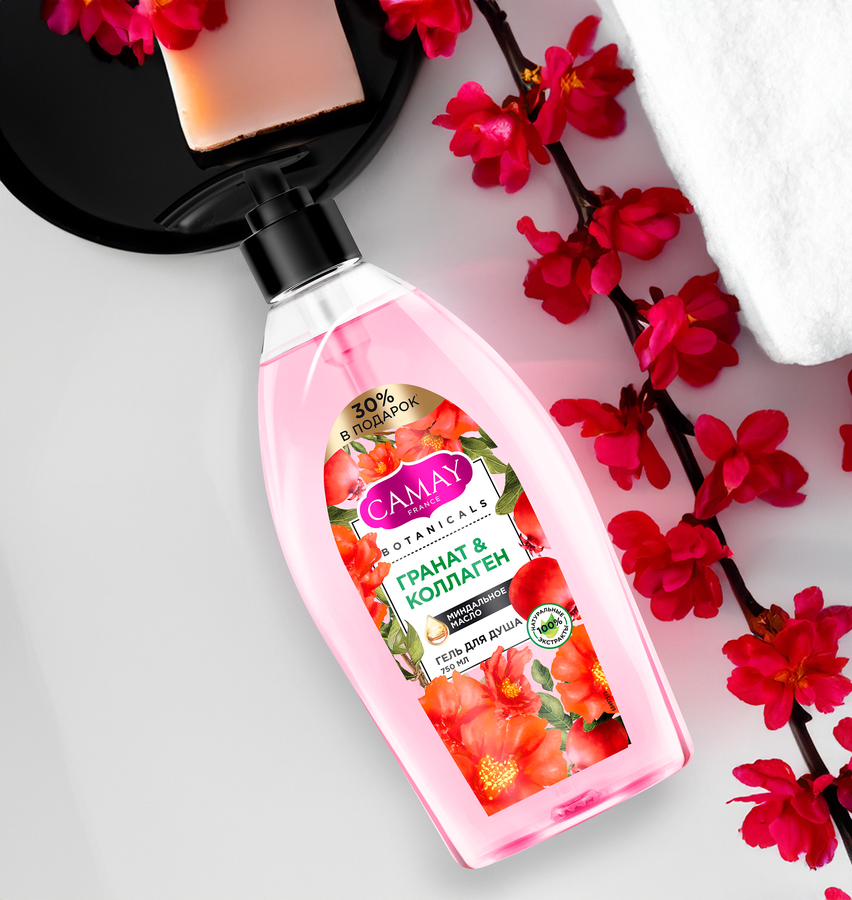 Гель для душа CAMAY Botanicals Цветы граната, 750мл, предпросмотр