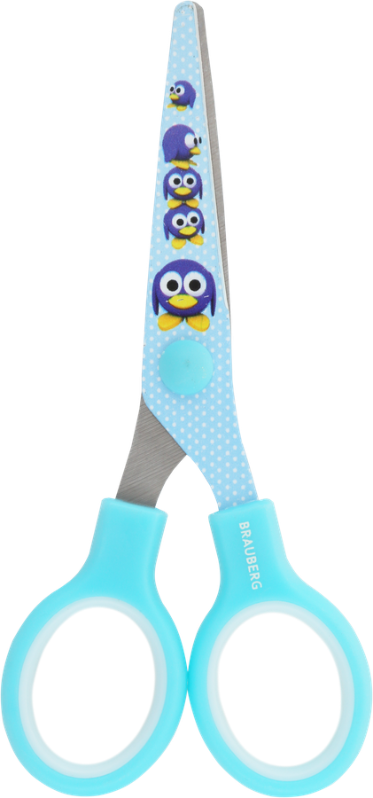 Ножницы BRAUBERG Kid Series Пингвины 13см, голубые Арт. 232271, превью