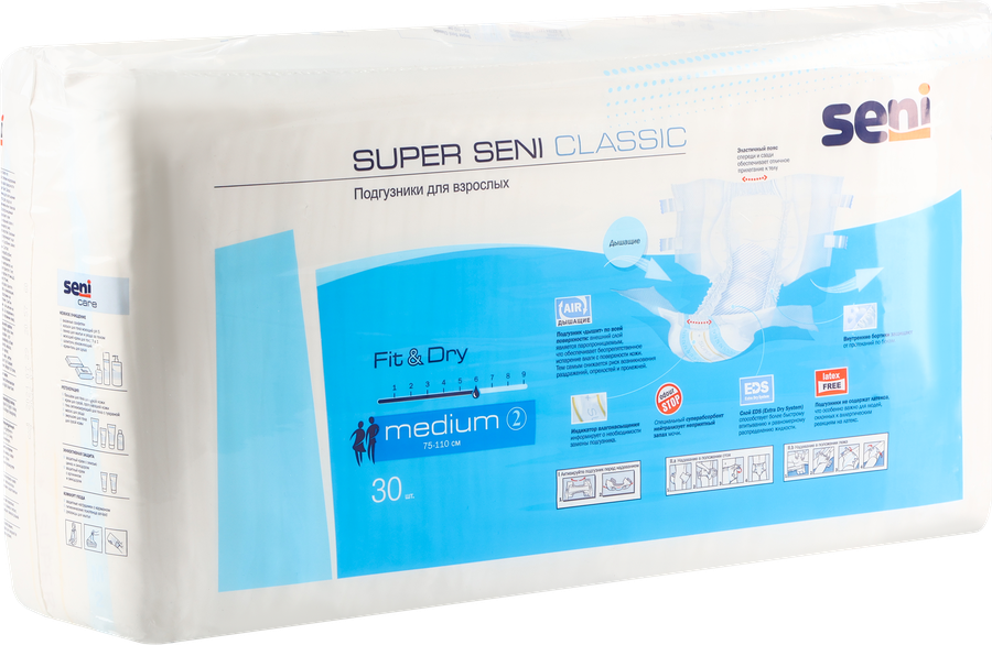 Подгузники для взрослых SENI Super Seni Classic Large, 30шт, предпросмотр