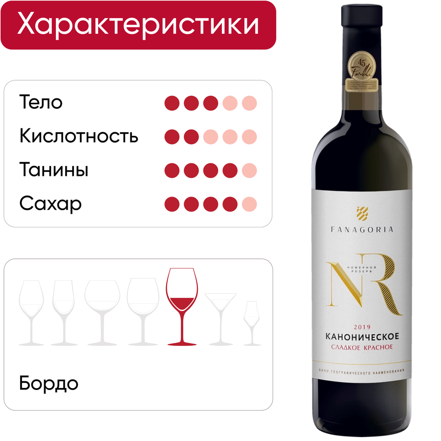 Вино FANAGORIA Номерной Резерв Каноническое красное сладкое, 0.75л, предпросмотр