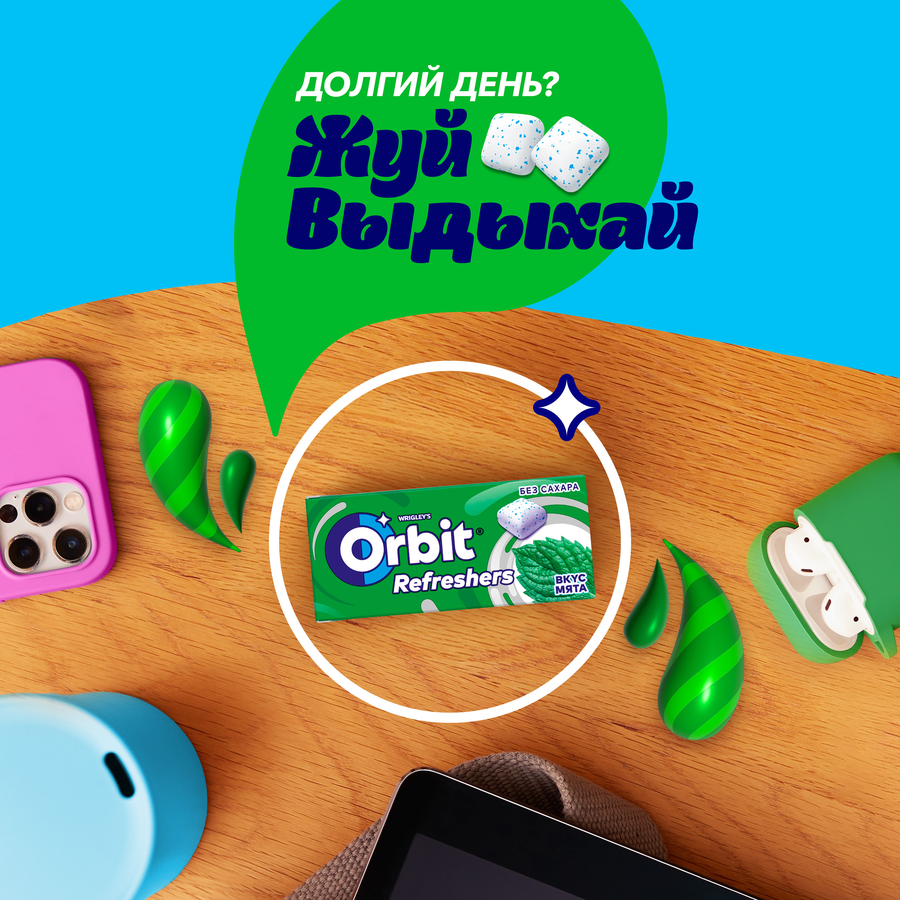 Жевательная резинка ORBIT Refreshers Мята, 16г, превью