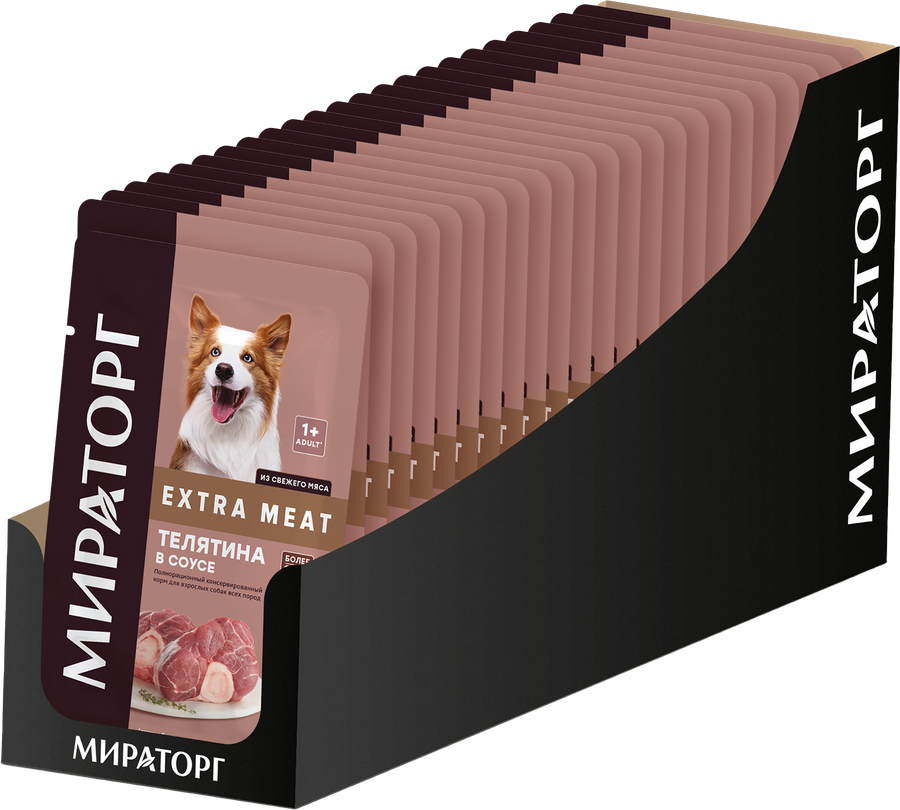 Корм консервированный для взрослых собак WINNER Extra Meat Телятина в соусе, для всех пород, 85г, предпросмотр