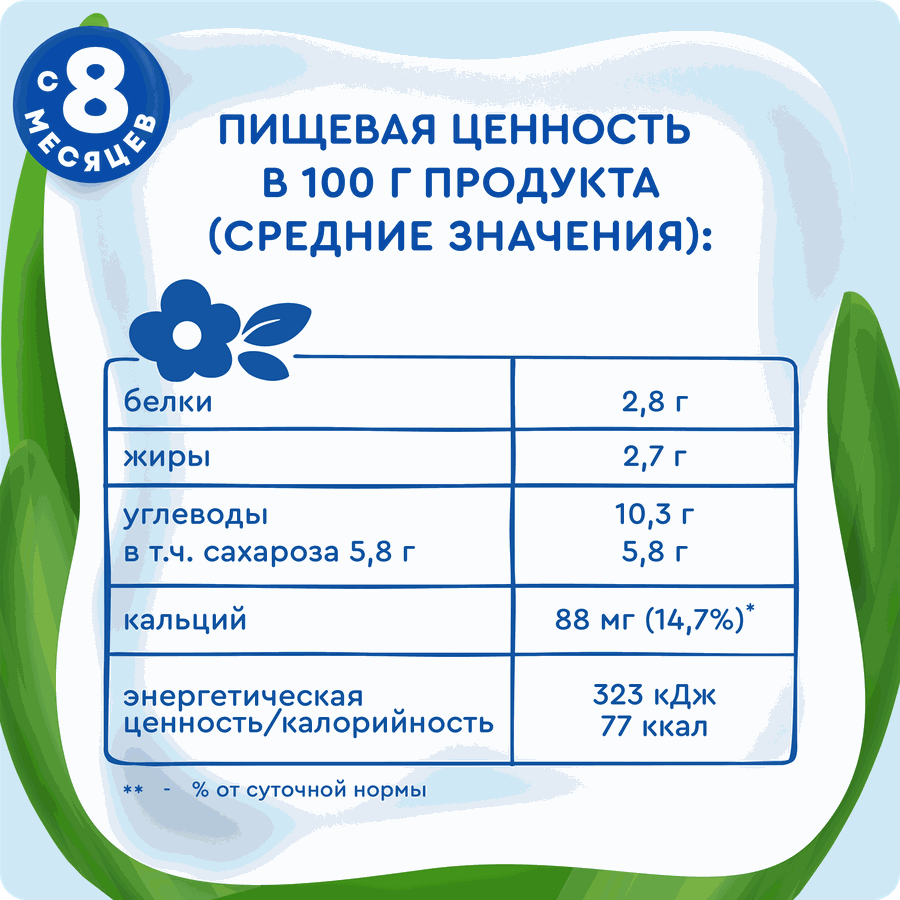 Йогурт питьевой детский АГУША Яблоко, груша 2,7%, с 8 месяцев, без змж, 180г, предпросмотр