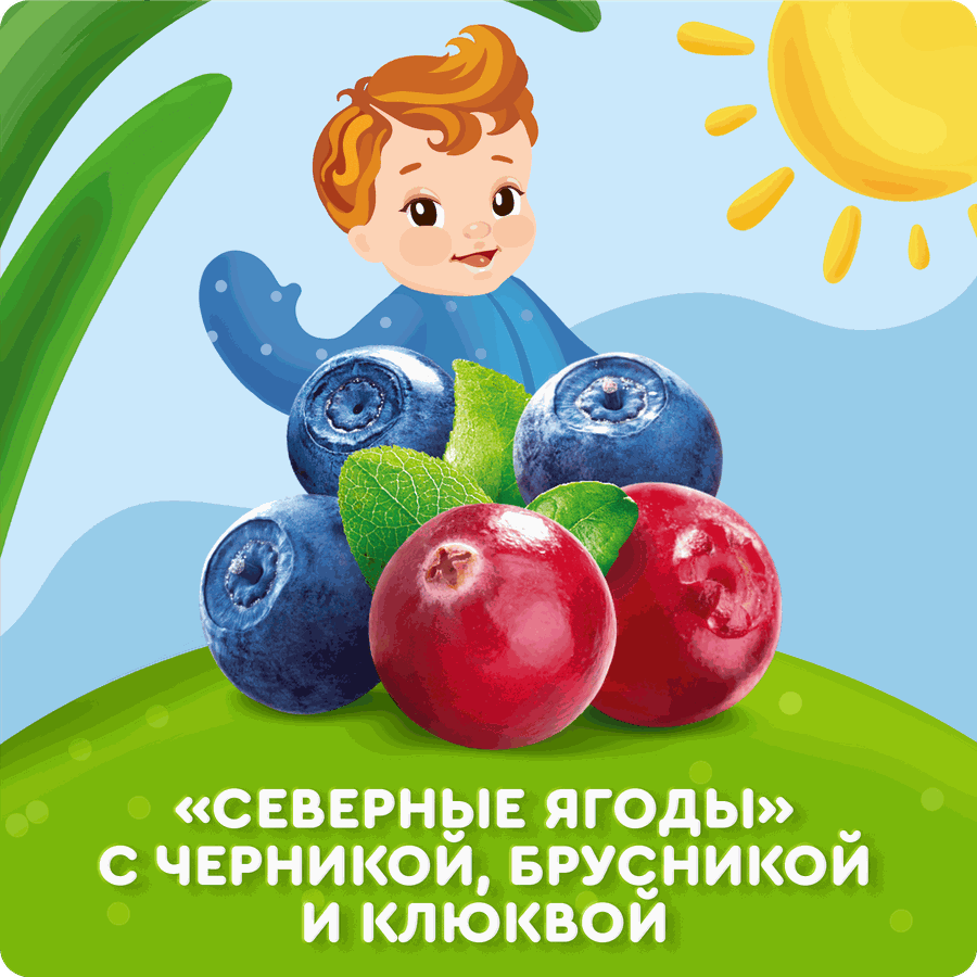 Йогурт питьевой детский АГУША Черника, брусника, клюква 2,7%, с 8 месяцев, без змж, 180г, предпросмотр