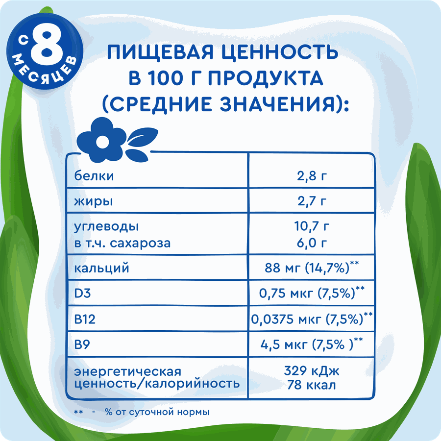 Йогурт питьевой детский АГУША Черника, брусника, клюква 2,7%, с 8 месяцев, без змж, 180г, превью