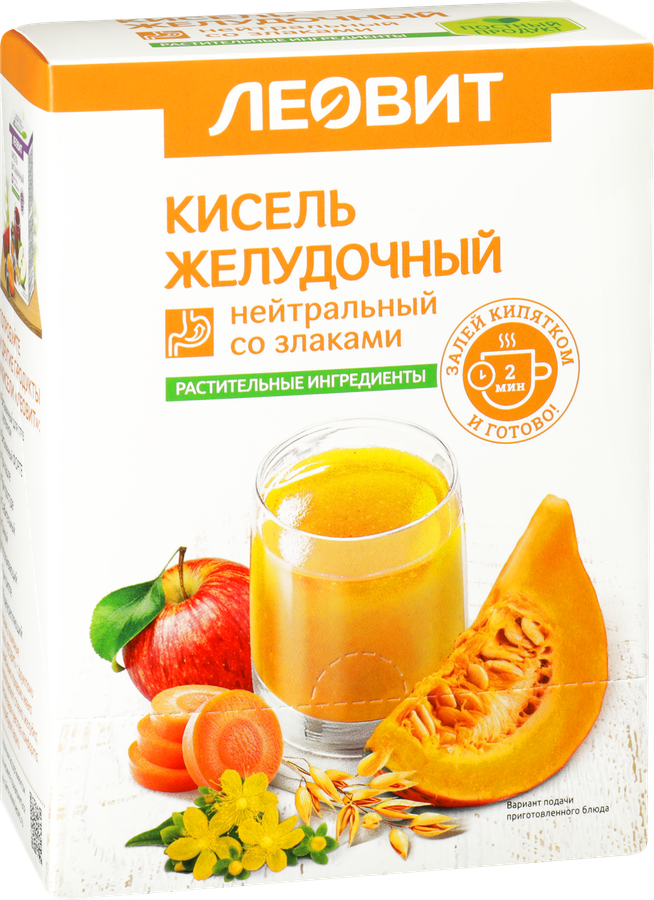 Кисель ЛЕОВИТ Желудочный, нейтральный со злаками, в пакетиках, 5х20г, предпросмотр
