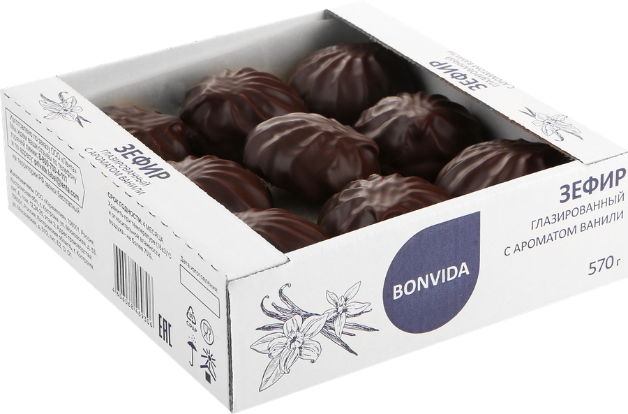 Зефир BONVIDA с ароматом ванили глазированный, 570г, предпросмотр
