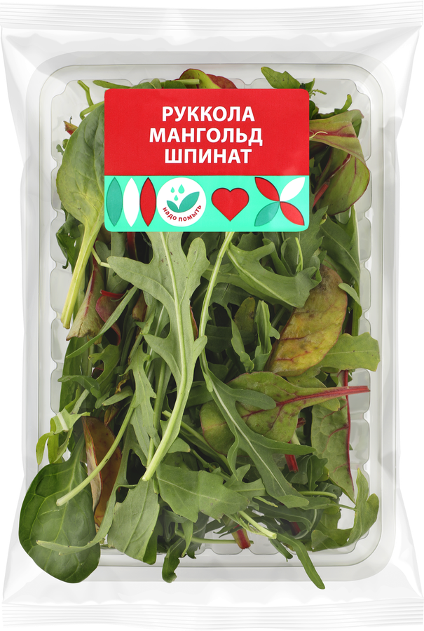 Смесь салатная Салаты с поля, руккола, мангольд и шпинат, 75г, предпросмотр