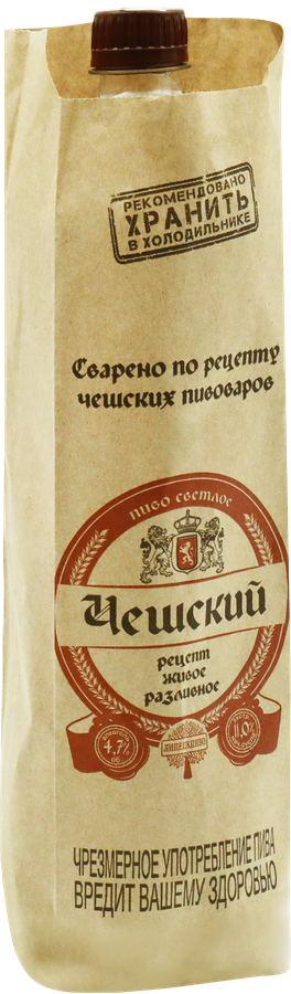 Пиво светлое ЧЕШСКИЙ РЕЦЕПТ живое разливное фильтрованное непастеризованное 4,7%, 1.42л, превью