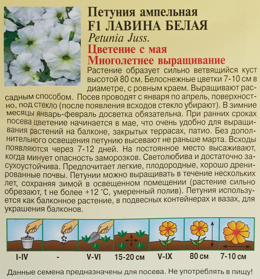 Семена ГАВРИШ Петуния Лавина F1, ампельная белая, гранулированные, Арт. 001717, 7шт, превью