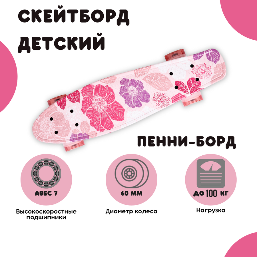 Скейтборд ACTIWELL 55x14,5см, с принтом, Арт. SKA-03, предпросмотр