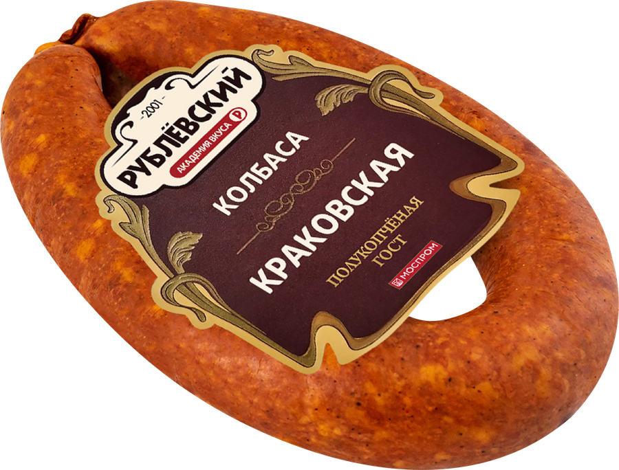 Колбаса полукопченая РУБЛЁВСКИЙ Краковская, высший сорт, 350г, превью