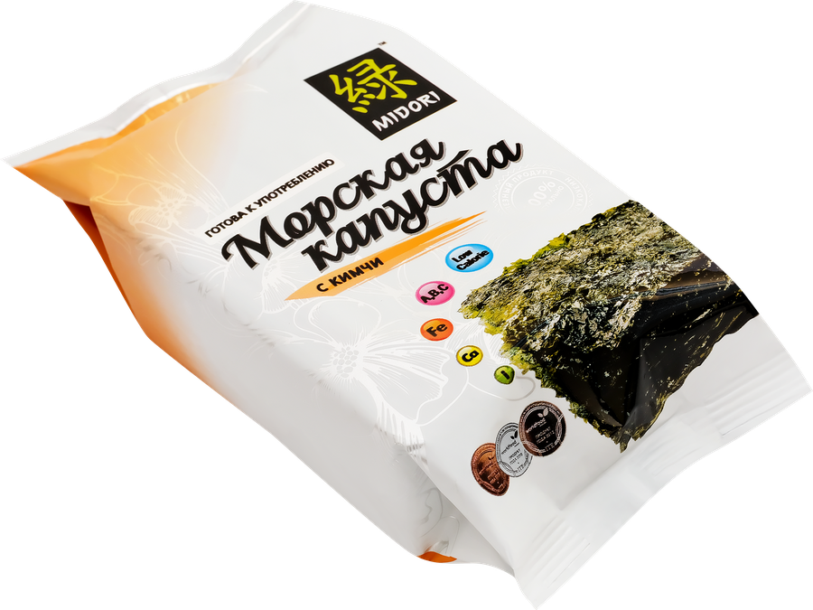 Морская капуста MIDORI сушеная, обжаренная в кунжутном масле со вкусом кимчи, 5г, превью