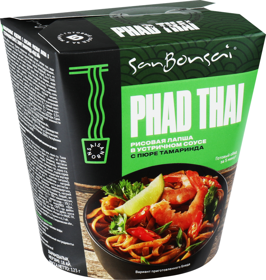 Лапша SANBONSAI Phad Thai в устричном соусе с пюре тамаринда, 123г, превью