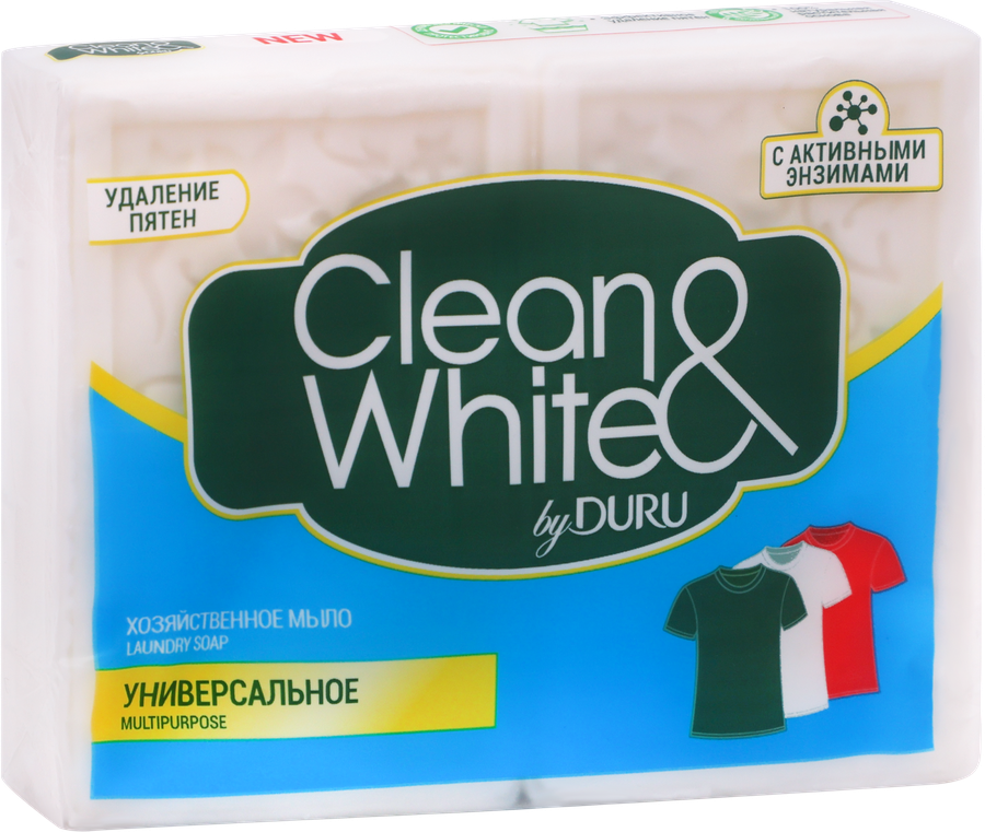 Мыло хозяйственное CLEAN&WHITE by DURU универсальное, 2x120г, превью