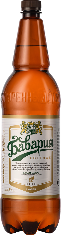 Пиво светлое БАВАРИЯ фильтрованное пастеризованное 4,5%, 1.4л, превью