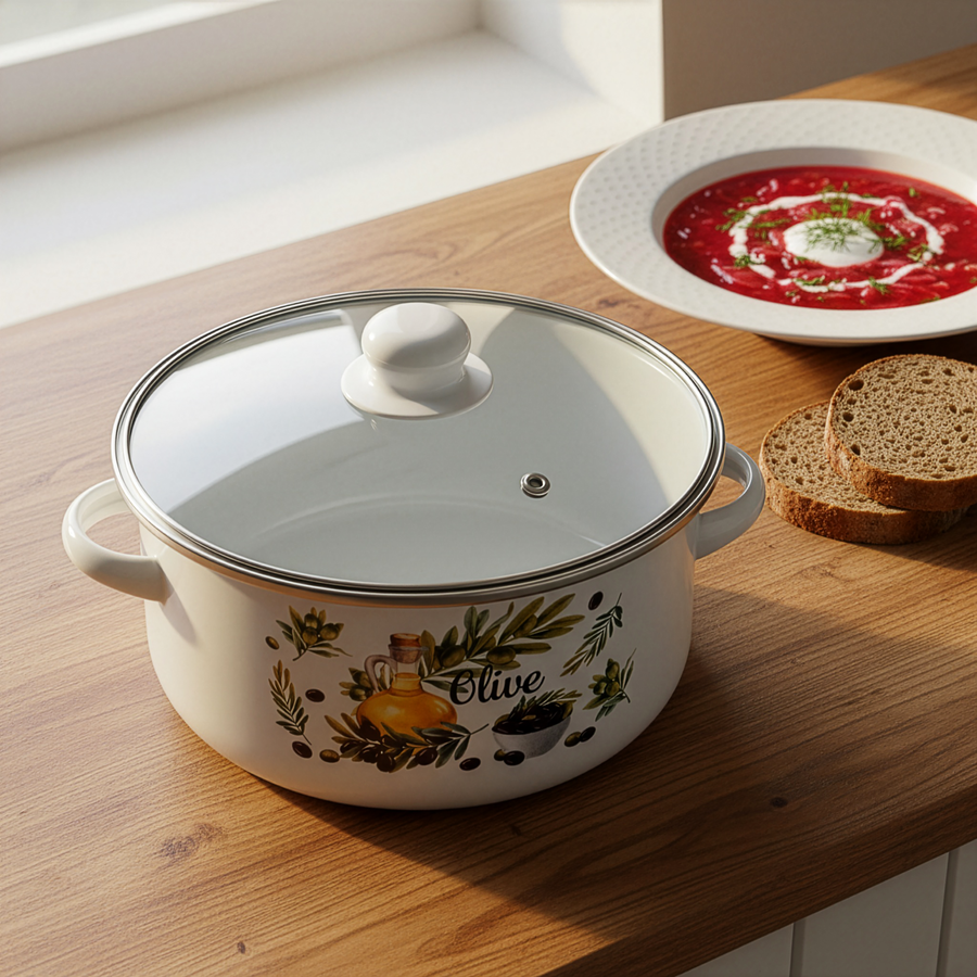 Кастрюля HOMECLUB Enamel, деколь, в ассортименте, 2.7л, превью