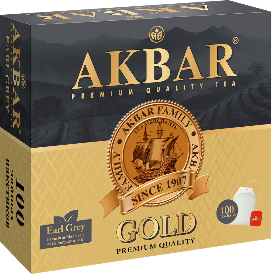 Чай черный AKBAR Граф Грей байховый мелкий с ароматом бергамота, 100пак, превью