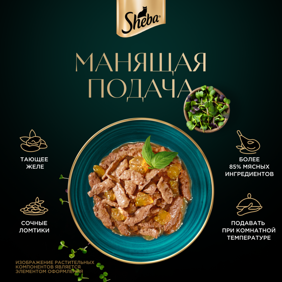 Корм консервированный для взрослых кошек SHEBA ломтики в желе с курицей, 75г, превью