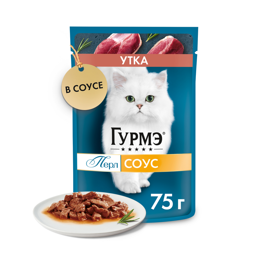 Корм влажный для взрослых кошек ГУРМЭ Перл Утка в соусе, 75г, превью