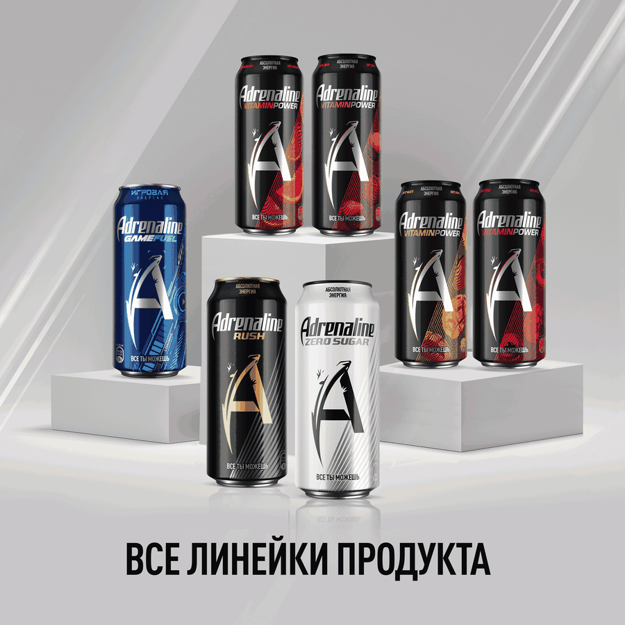 Напиток энергетический ADRENALINE Rush Zero Silver тонизирующий газированный, 0.449л, предпросмотр