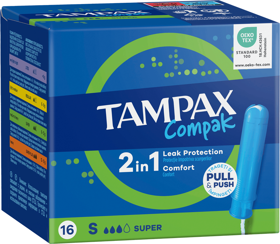 Тампоны TAMPAX Compak Super, с аппликатором, 16шт, превью
