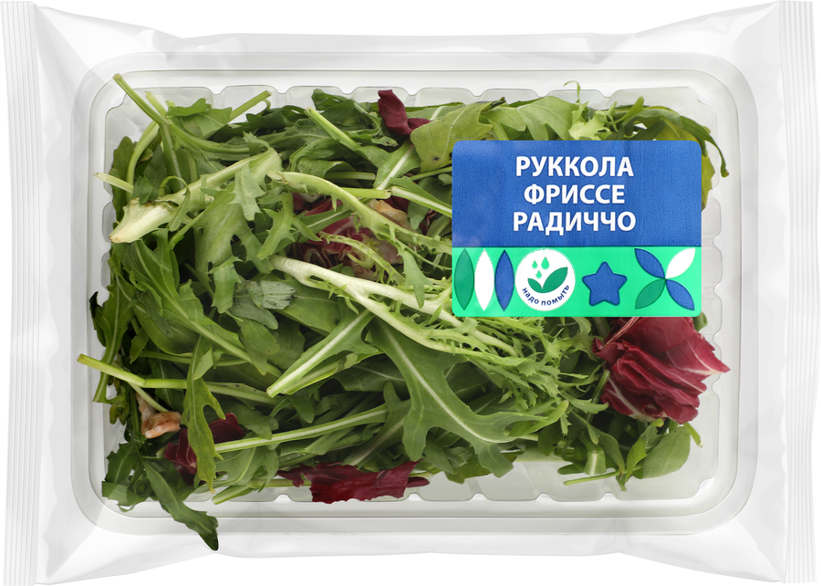 Смесь салатная Руккола, фриссе и радиччо, 75г, превью
