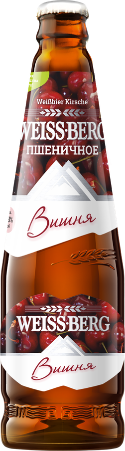 Напиток пивной WEISS BERG пшеничное со вкусом вишни нефильтрованный пастеризованный 4%, 0.44л, превью