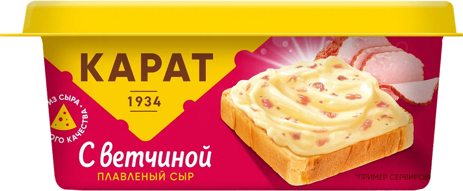 Сыр плавленый КАРАТ с ветчиной 45%, без змж, 400г, превью