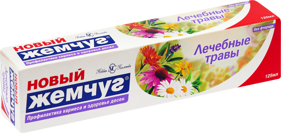 Зубная паста НОВЫЙ ЖЕМЧУГ Лечебные травы, 125мл, предпросмотр
