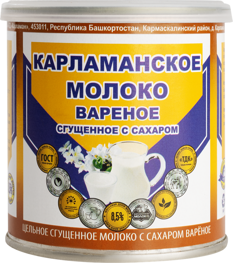 Молоко сгущенное КАРЛАМАНСКОЕ вареное с сахаром 8,5%, без змж, 380г, предпросмотр