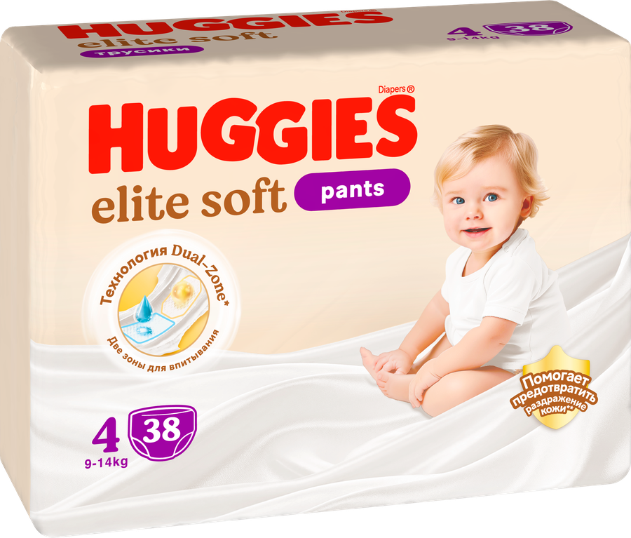 Подгузники-трусики HUGGIES Elite Soft 4 9–14кг, 38шт, превью