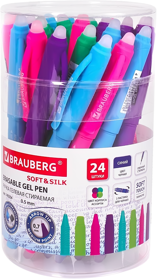 Ручка гелевая BRAUBERG Soft&Silk Fruity 0,7мм, стираемая, синий, превью