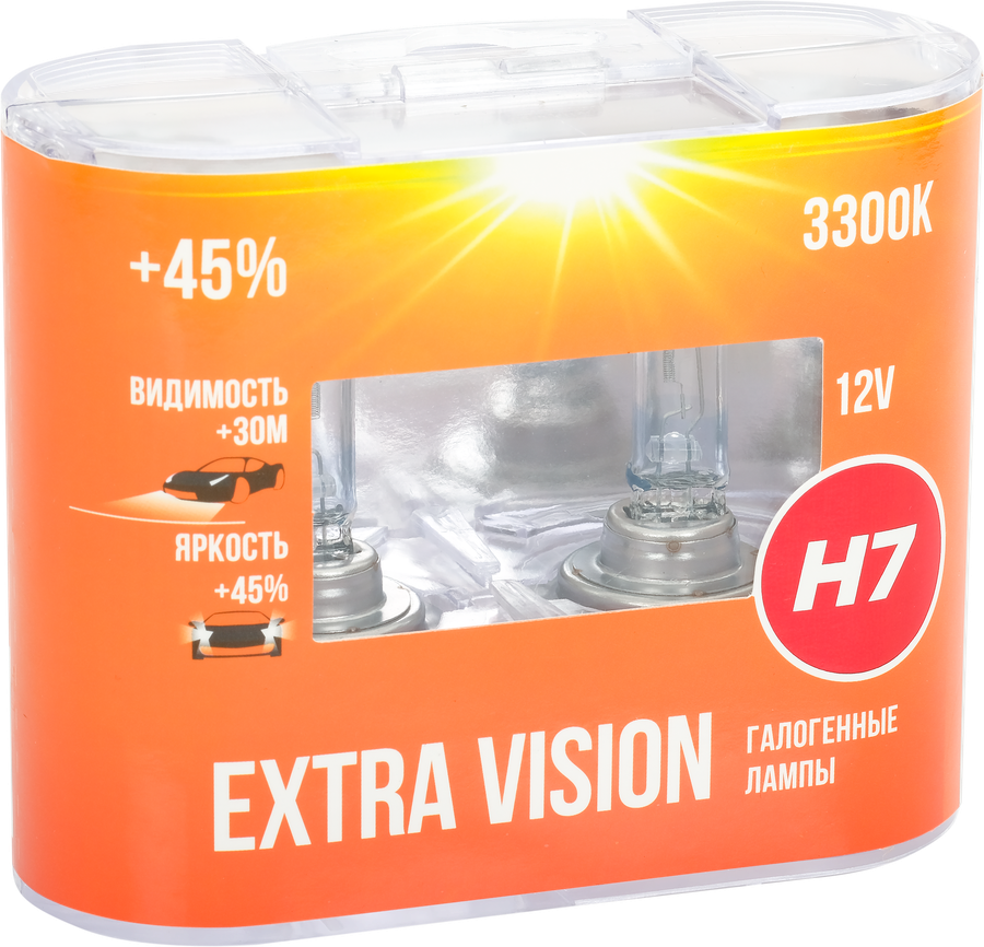 Лампа галогенная для автомобиля AUTOSTANDART Extra Vision +45%, H7-12V,  55W, PX26d, Арт. 106017/-11, 2шт, превью