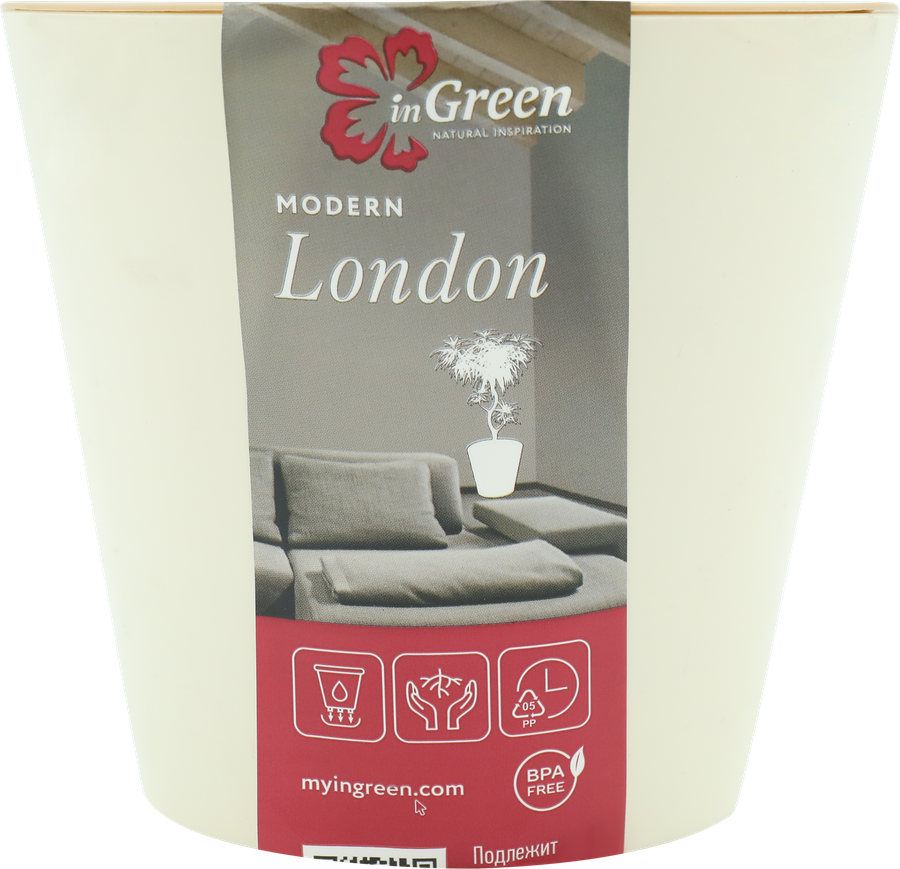 Горшок для цветов INGREEN London 1л d=12,5см, цвет сливочный, Арт. ING1552СЛ, предпросмотр