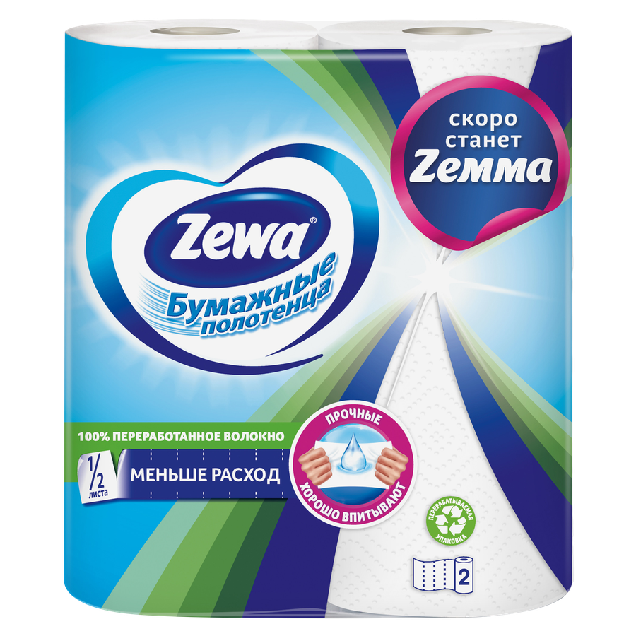 Бумажное полотенце ZEWA 1/2 листа, 2шт, превью