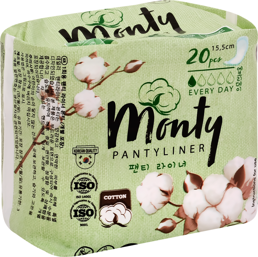Прокладки ежедневные MONTY в индивидуальной упаковке, 20шт, предпросмотр