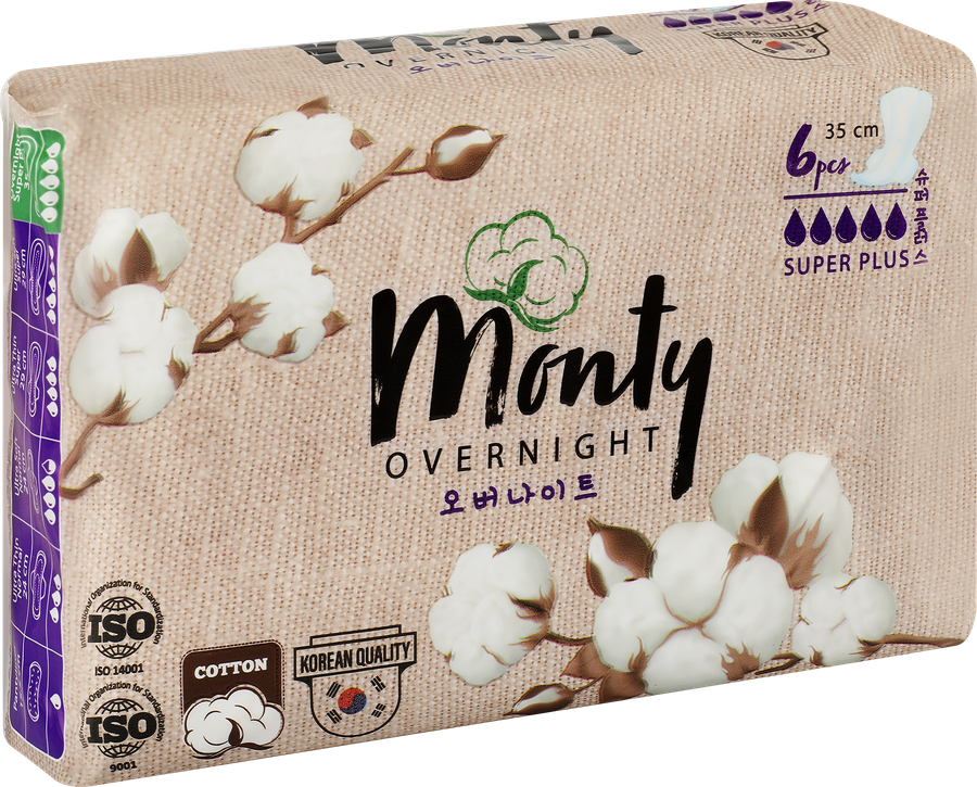 Прокладки MONTY Ultra Soft Overnight, 6шт, предпросмотр