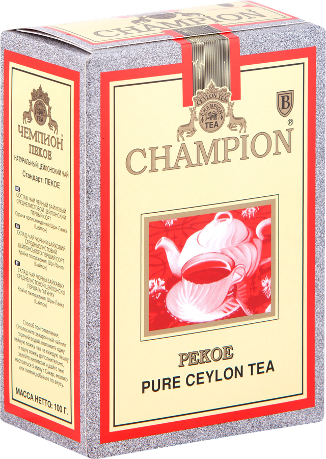 Чай черный CHAMPION TEA Пекое Цейлонский байховый, листовой, 100г, превью