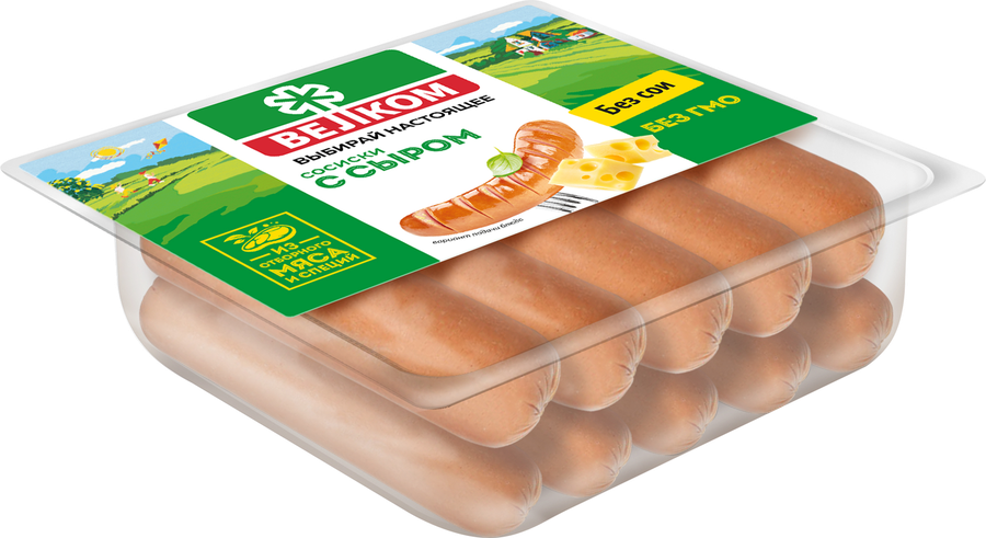 Сосиски ВЕЛКОМ с сыром, 450г, предпросмотр