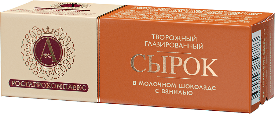 Сырок творожный глазированный А.РОСТАГРОКОМПЛЕКС с ванилью в молочном шоколаде 26%, без змж, 50г, предпросмотр