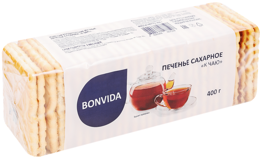 Печенье сахарное BONVIDA К чаю, 400г, предпросмотр