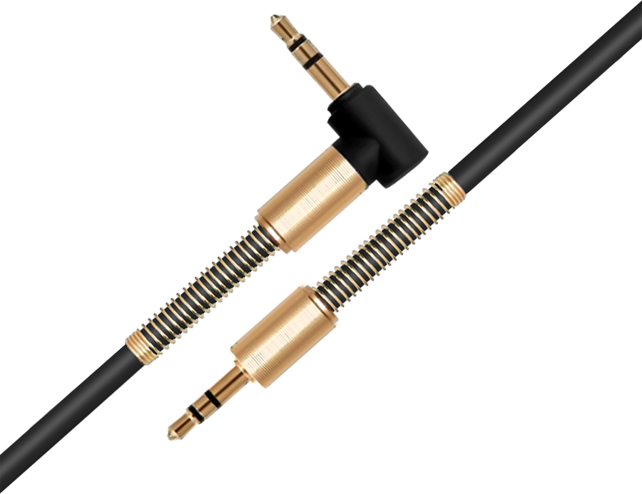 Кабель GAL 2630 3.5 Jack plug-3.5 Jack plug, с пружиной, черный, 1м, превью