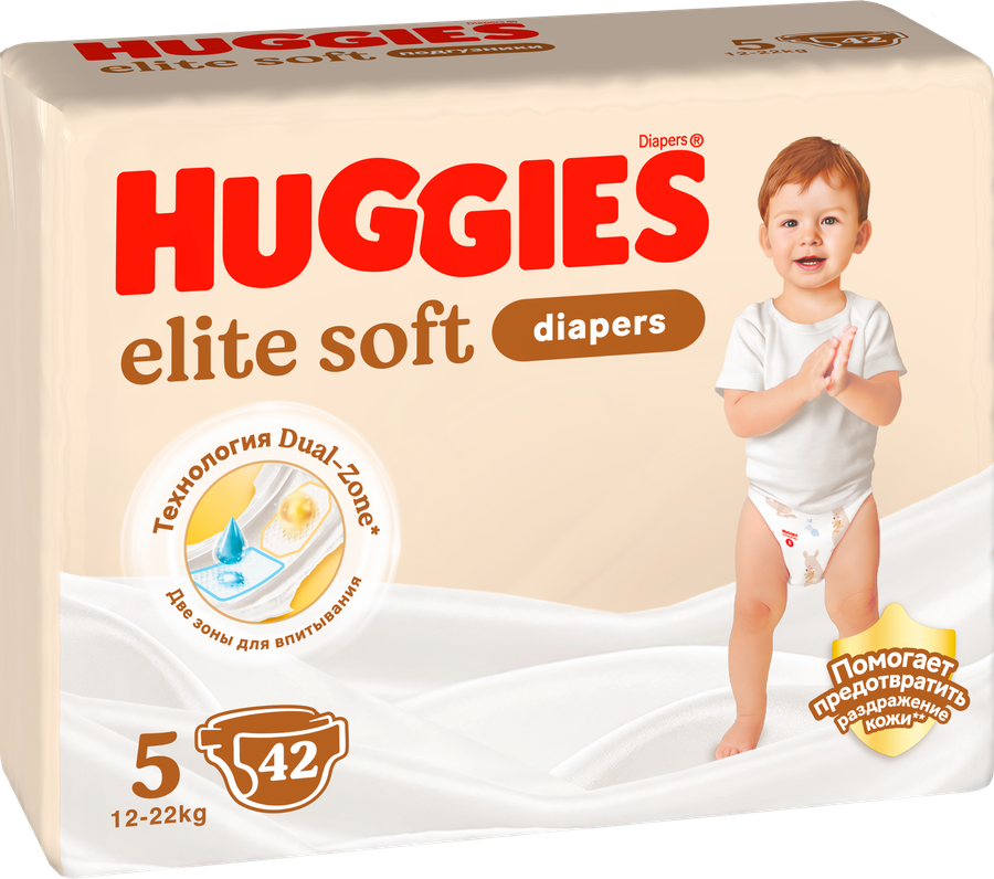 Подгузники HUGGIES Elite Soft 5 12–22кг, 42шт, превью