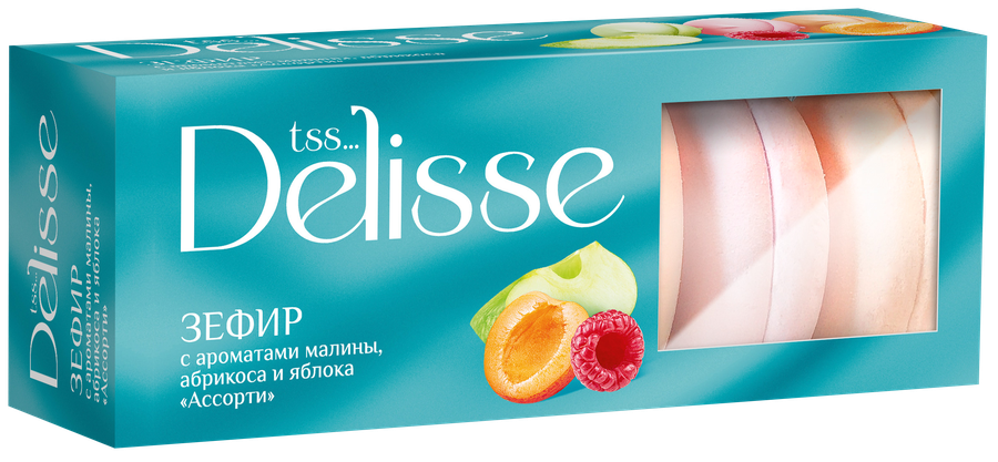 Зефир DELISSE Ассорти с ароматом малины, абрикоса и яблока, 210г, предпросмотр