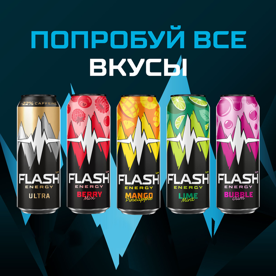 Напиток тонизирующий FLASH UP Мятный лайм тонизирующий витаминизированный газированный, 0.45л, предпросмотр